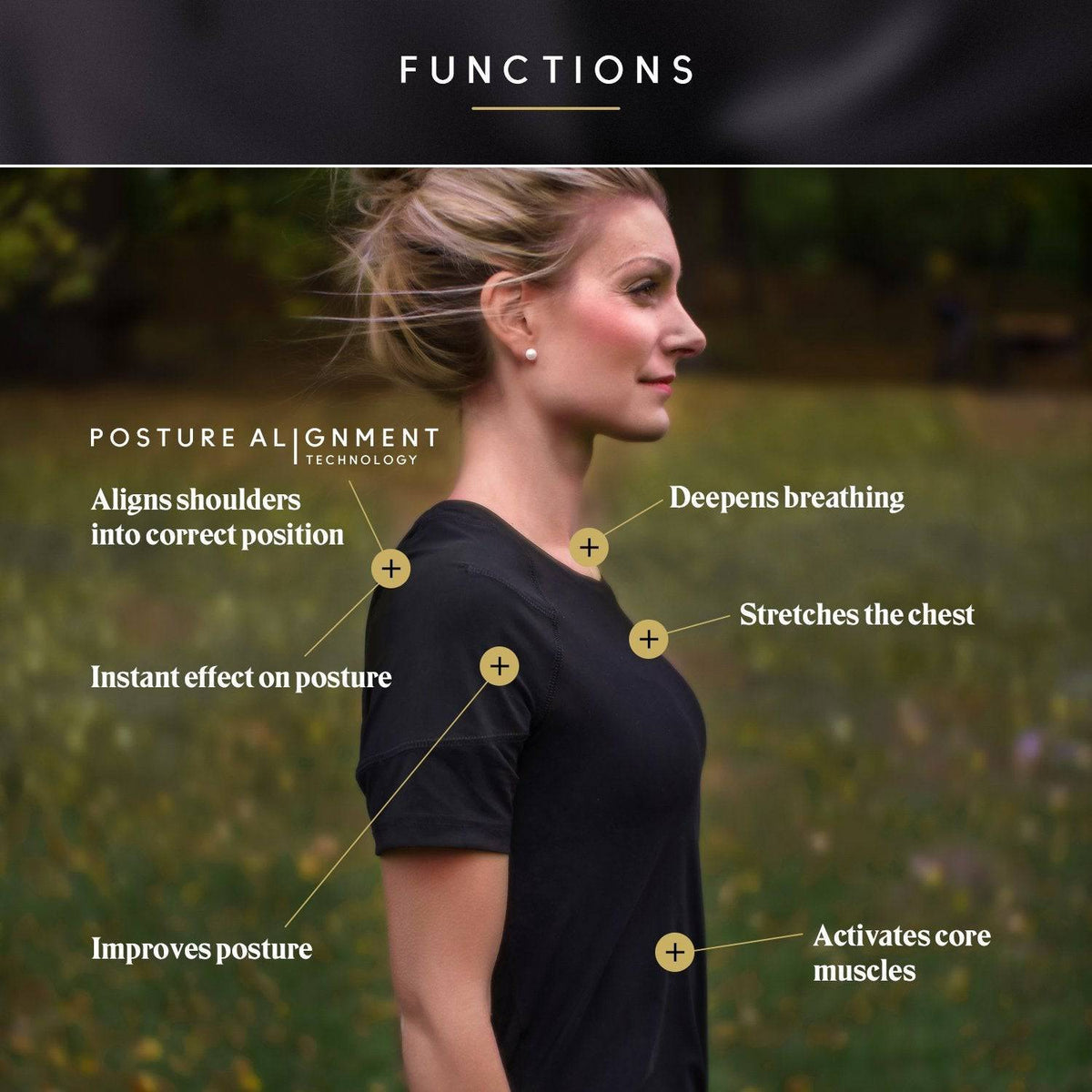 Swedish Posture Posture Reminder T Shirt Black Large For Women s