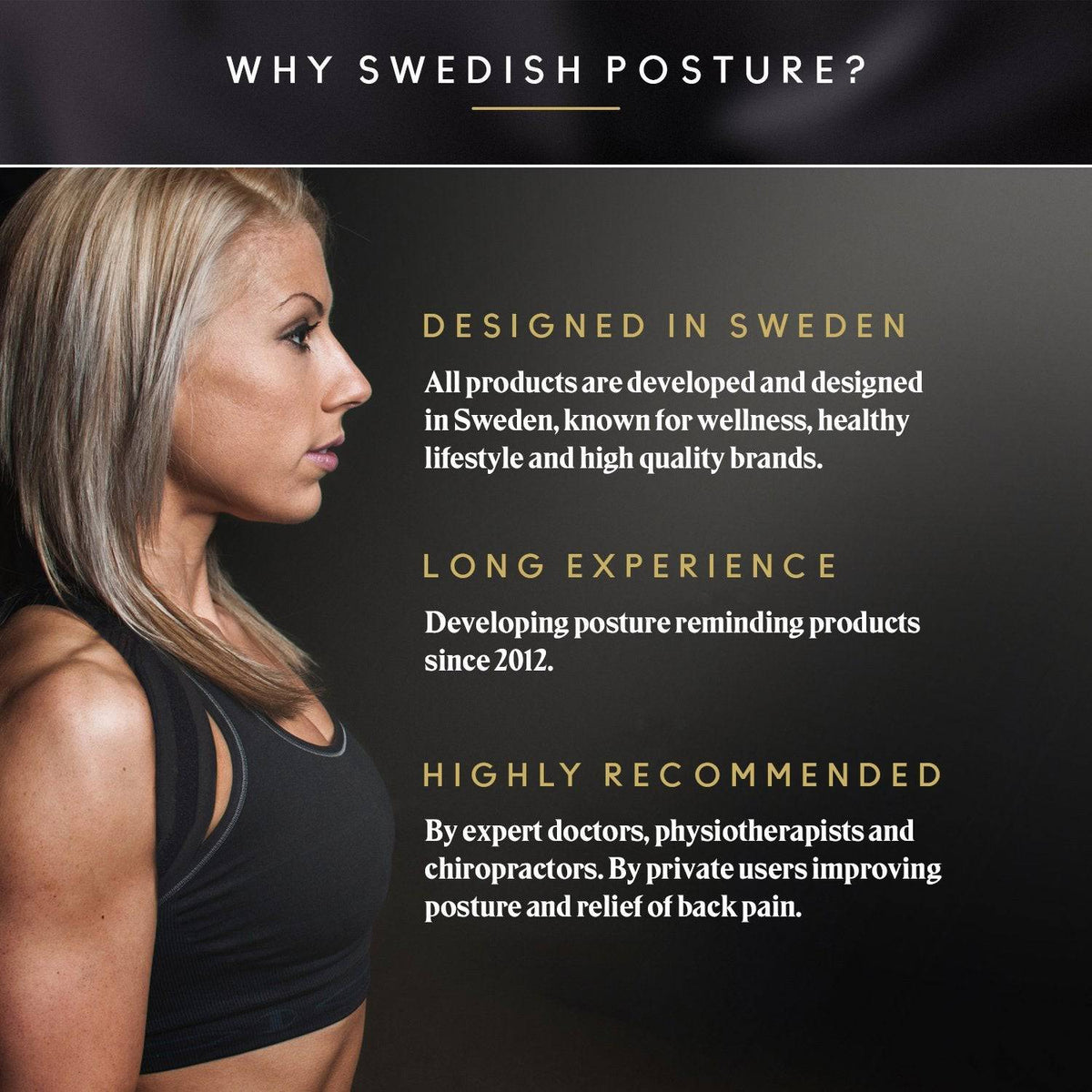 Swedish Posture Reminder T-Shirt Womens Small - Black –