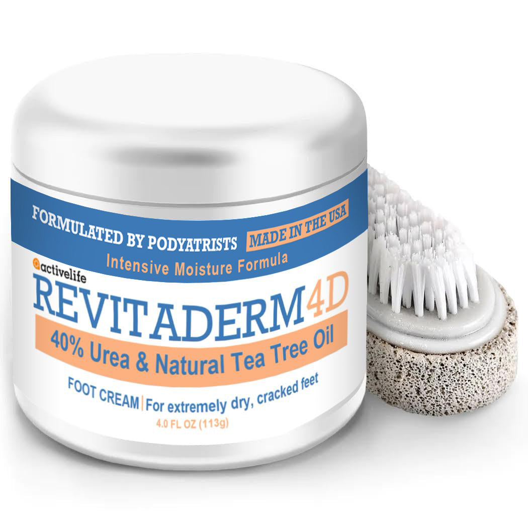 activelife Revitaderm 4D Urea Cream 40%, Heel Repair & Foot Cream with Pumice Stone & Brush