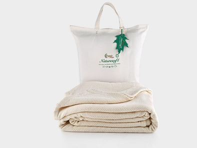 Organics and More, Naturesoft Organic Cotton, Blanket, Chenille Herringbone, Natural, Full