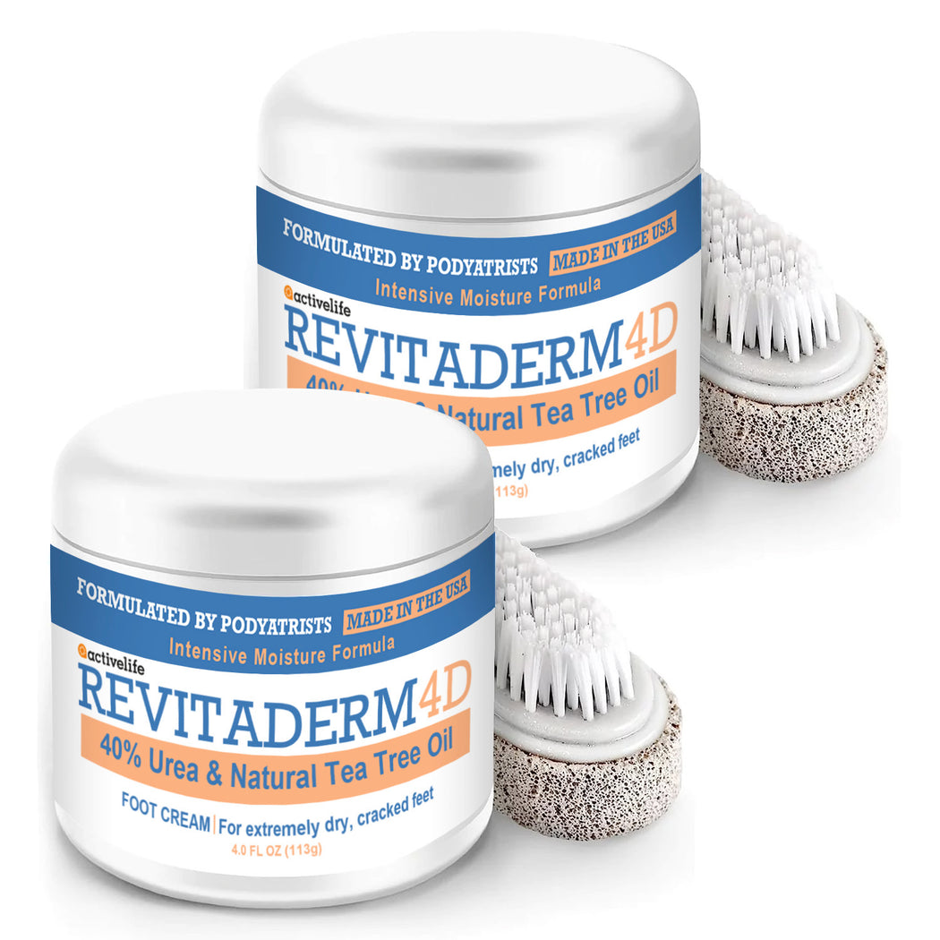 activelife Revitaderm 4D Urea Cream 40%, Heel Repair & Foot Cream with Pumice Stone & Brush
