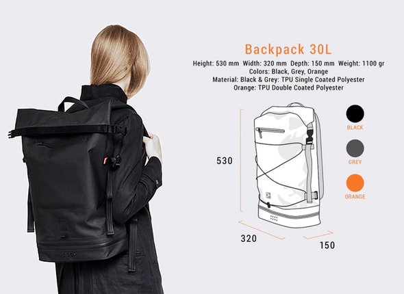 IAMRUNBOX - Spin Bag 30L, Durable Travel Waterproof Backpack for Men and Women, Carry On Bag for Sports, Work, and Travel with Laptop Sleeve, Shoe Compartment, and Tactical Features