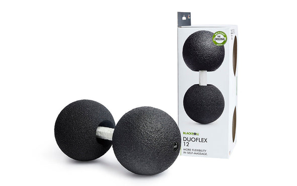BLACKROLL - Duoflex 12 Massage Ball, Double Ball Massager for Deep Tissue Massaging, Trigger Point Massage Tool, Ideal for Back, Neck, and Muscle Recovery, Calf Stretcher, 24 x 12cm, Black/White