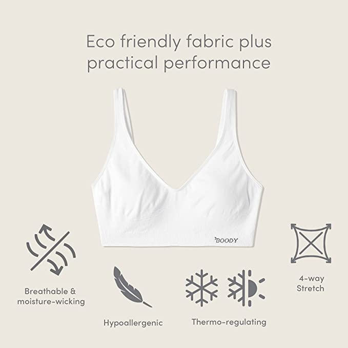 Boody Body Ecowear Women's Padded Shaper Bra - Bamboo Viscose - Seamless -  Removable Padding - Nude - Small 
