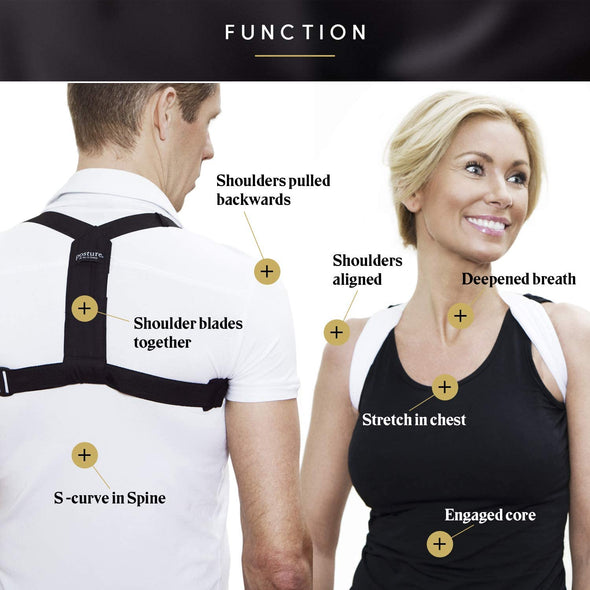 Swedish Posture Flexi Shoulder Support Comfortable Adjustable Shoulder Brace Posture Corrector - Black MED/LRG - ActiveLifeUSA.com