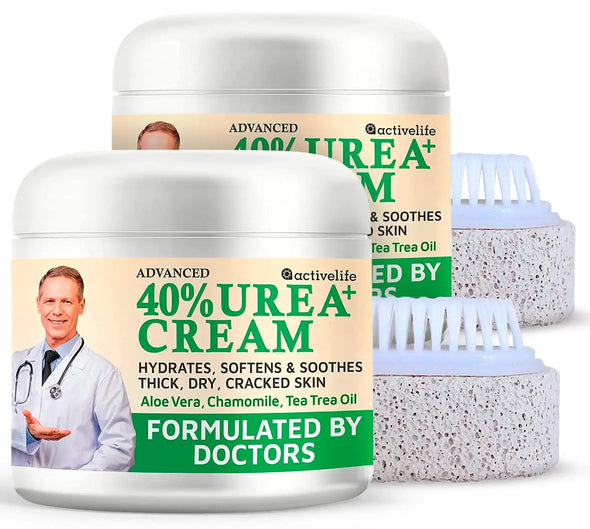 Activelife Advanced Urea+ Cream Formulated by Doctors Callus Remover Moisturizes Body and Rehydrates Cracked, Rough Dead Skin of Feet Hands and Elbows (Pack of 2) - ActiveLifeUSA.com