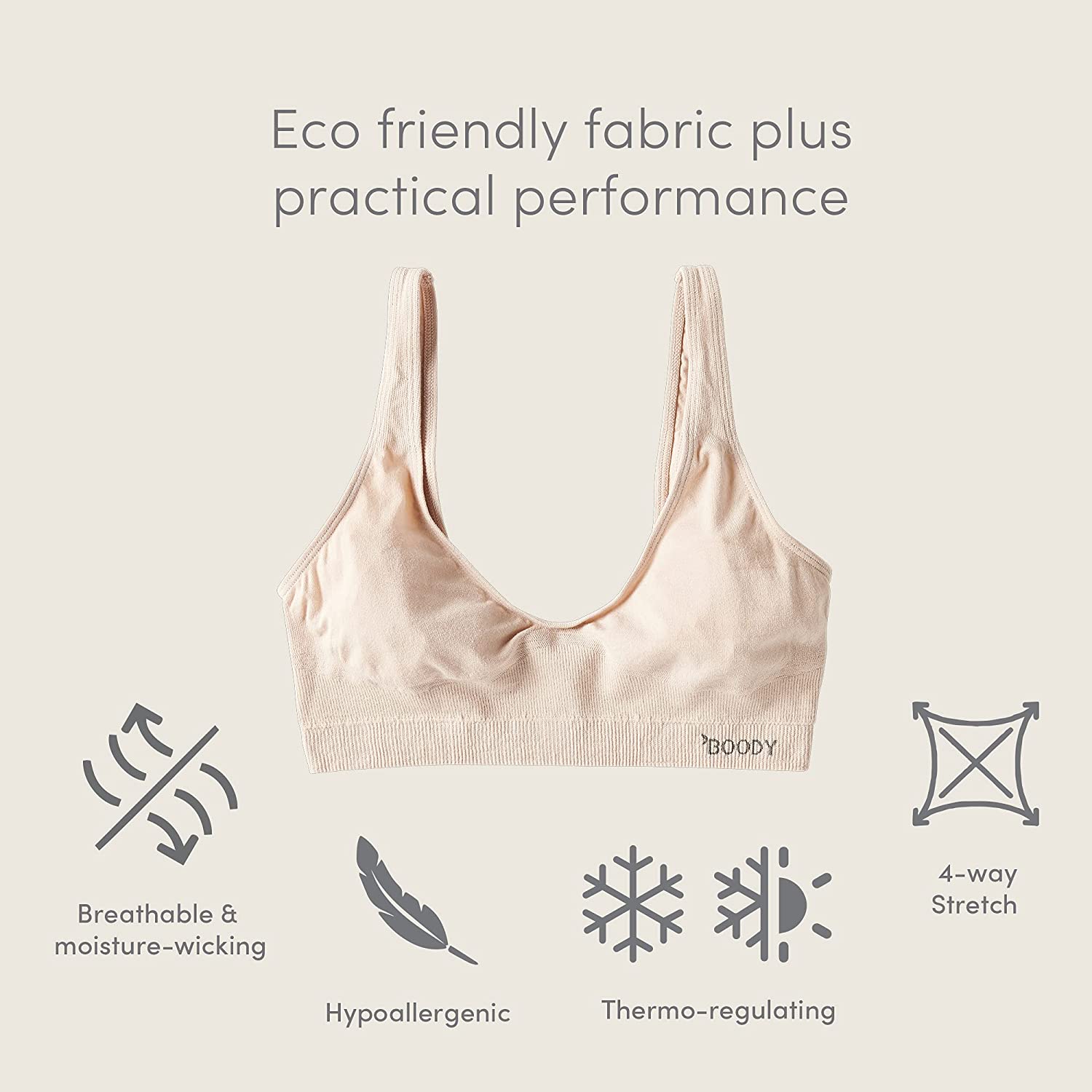 Boody Body EcoWear Women's Padded Shaper Bra - Bamboo Viscose - Seamless,  Removable Padding - Nude 6 - X-Small