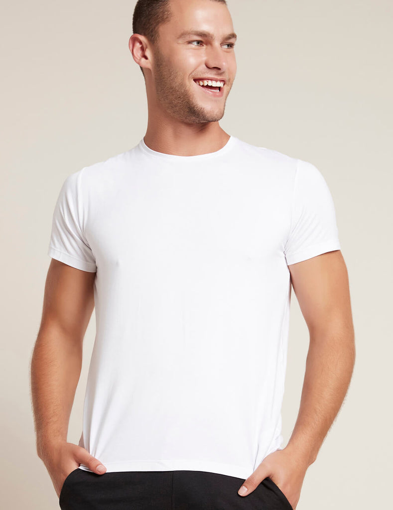 BOODY Organic Bamboo EcoWear Men's Crew Neck T-Shirt White, (X-Large) - ActiveLifeUSA.comv