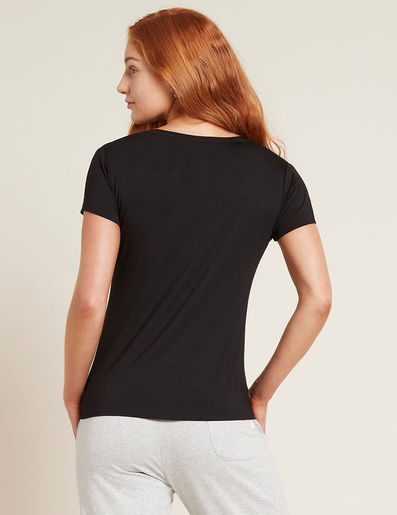 Boody Body EcoWear Women's V-Neck T-Shirt - Bamboo Viscose - Soft Short Sleeve V Neck Tee - Black - Large - ActiveLifeUSA.com