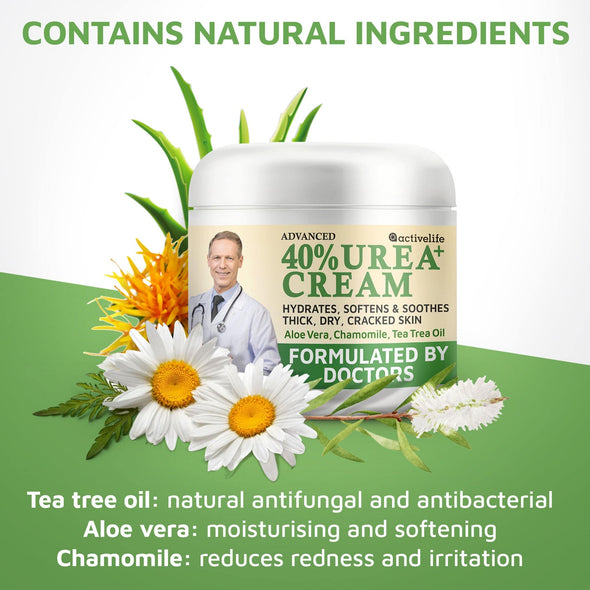 Activelife Advanced Urea+ Cream Formulated by Doctors Callus Remover Moisturizes Body and Rehydrates Cracked, Rough Dead Skin of Feet Hands and Elbows - ActiveLifeUSA.com
