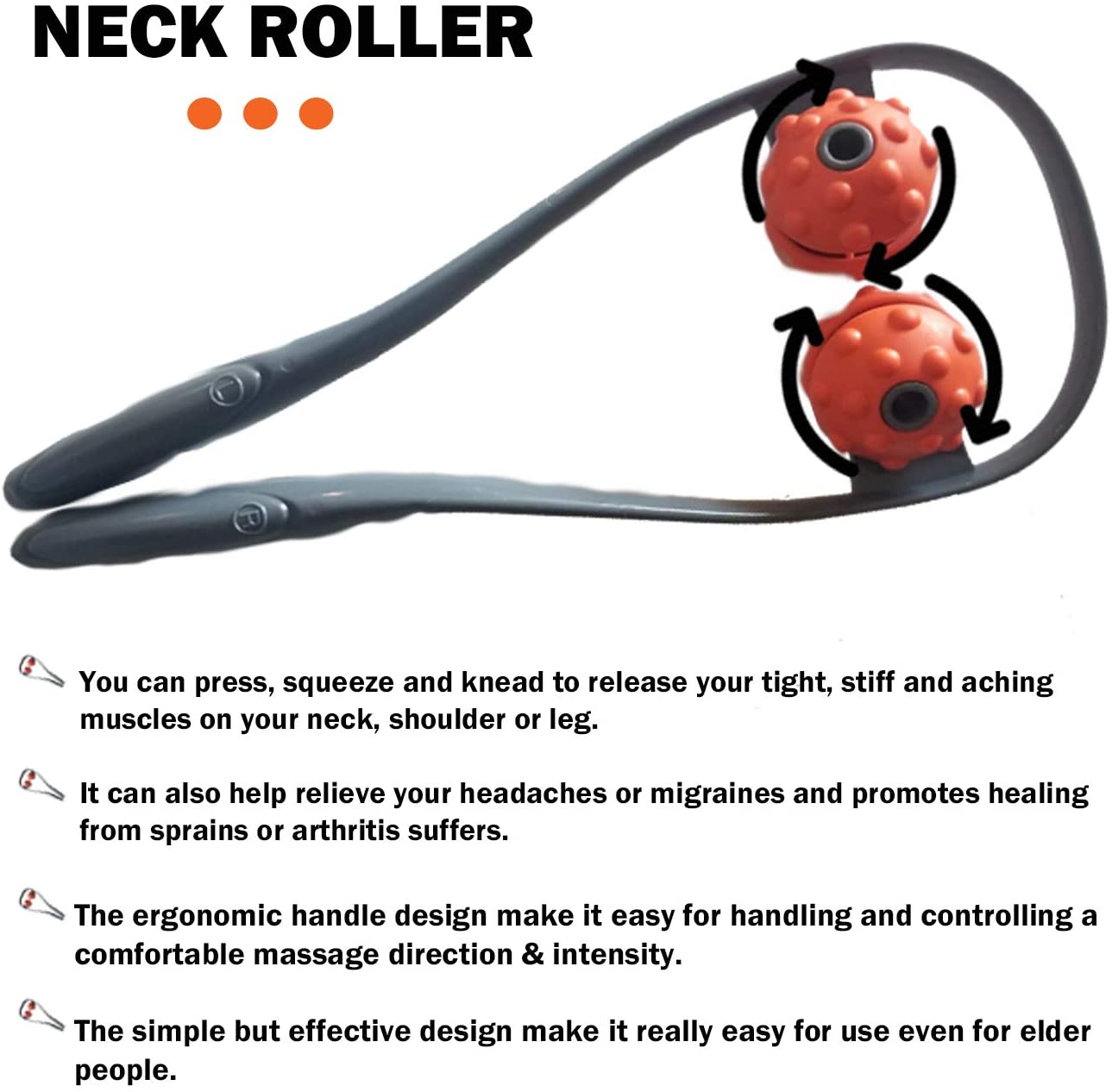 Neck Massager Therapy Neck and Shoulder Dual Trigger Point Roller Self- Massage