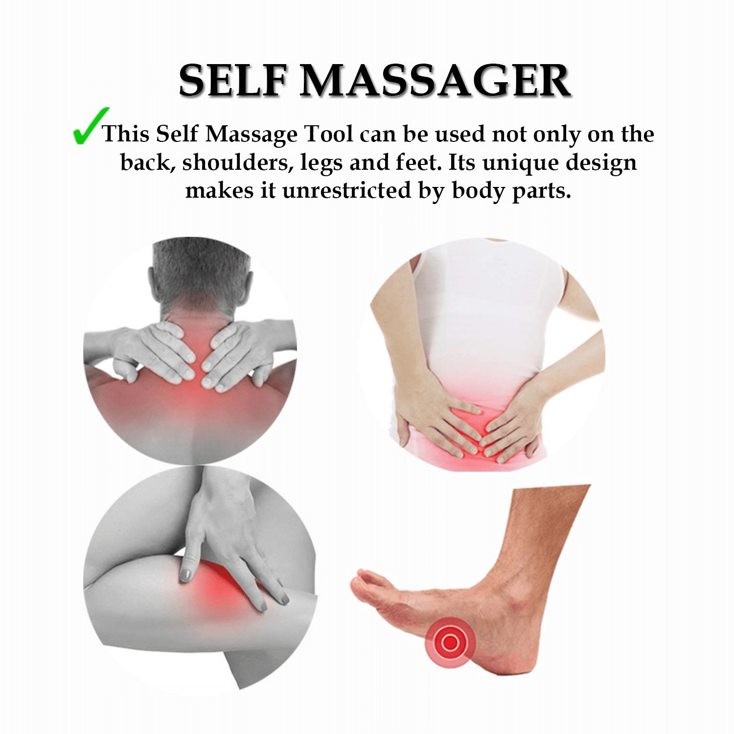 Back and Neck Massager, Trigger Point Therapy Self Massage Tool, Lower  Black
