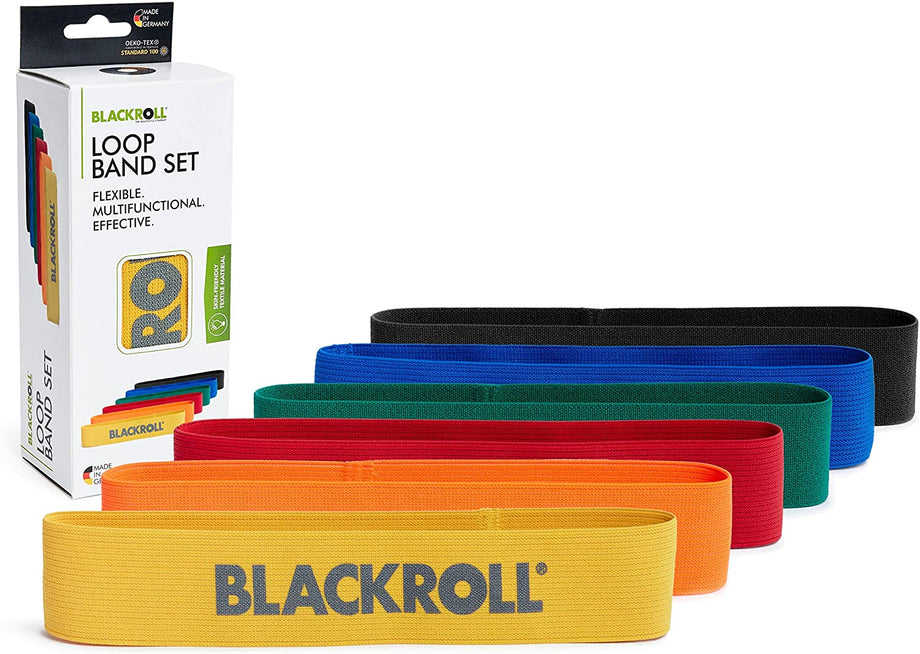 Body Sport Resistance Loop Bands Kit - 12" X 2", 4 Levels For Home Workouts & Leg Exercises