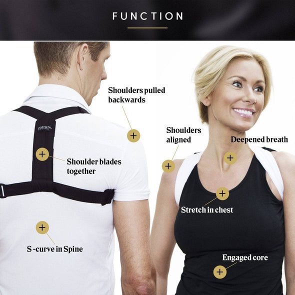 Swedish Posture Flexi Shoulder Muscles Support - Comfortable Adjustable Shoulder Brace Posture Corrector for Women and Men - White Med/L - ActiveLifeUSA.com