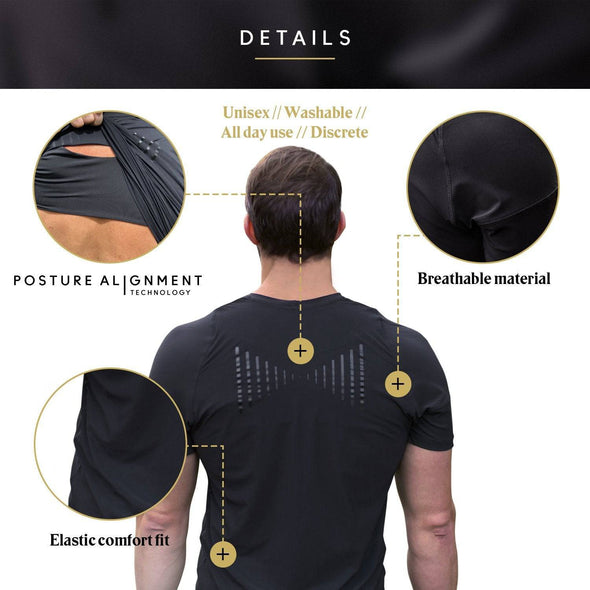 Swedish Posture - Posture Reminder T-Shirt for Men - Black/Small - ActiveLifeUSA.com