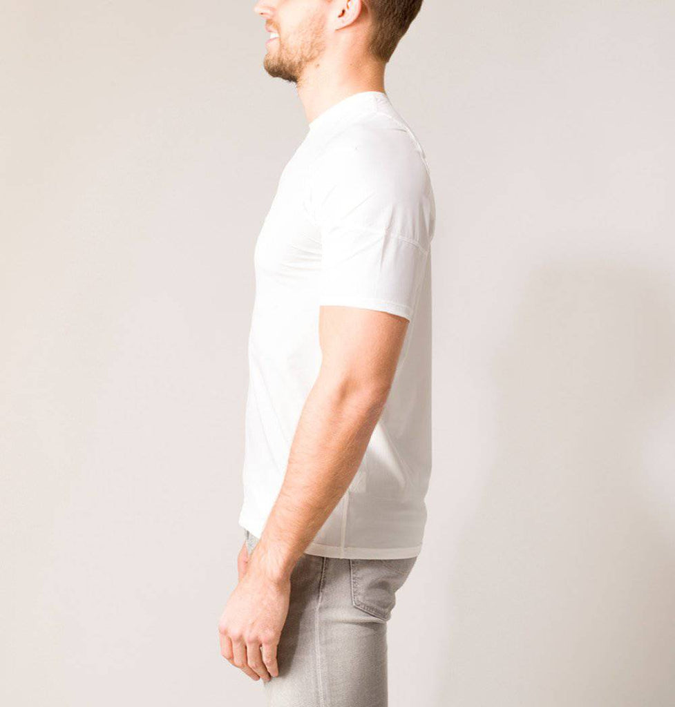 SWEDISH POSTURE Posture Reminder T-Shirt, White (Men's Small) - ActiveLifeUSA.com