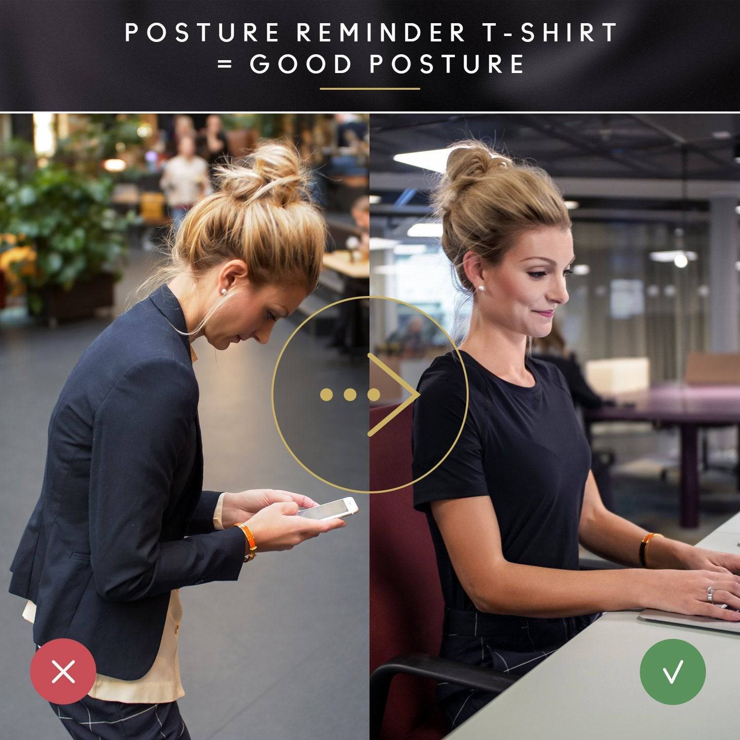 Swedish Posture Reminder T-Shirt Womens Small - Black